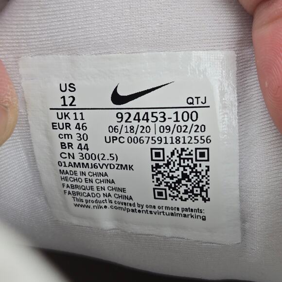 Nike Mens 12 Air Vapormax Plus White Athletic Daily Casual Sneaker 924453-100 - Picture 12 of 12